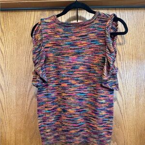 By Anthropologie Space Dye Puff Sleeve Knit Top - Multi Color - Size M
